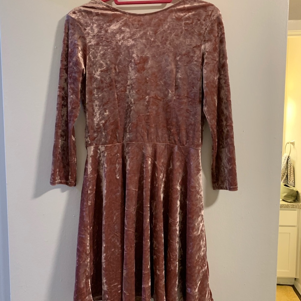 Topshop crushed velvet blush mini-dress